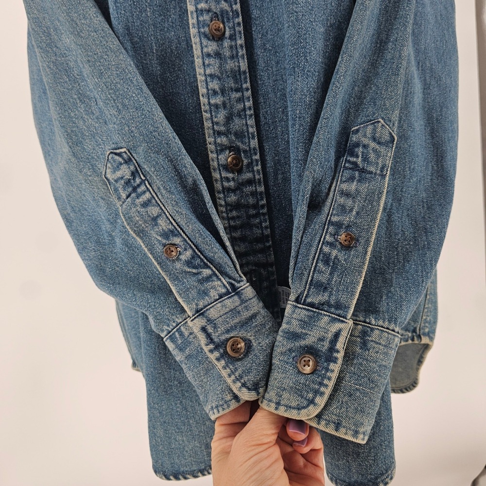 Vintage 90s Ralph Lauren The Big Shirt 6 Button Down Blue Denim Pony Western - Picture 10 of 16
